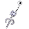 Trendsetting Jeweled Dangling Belly Ring - 316L Steel & Sterling Silver Charm