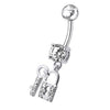 Chic Sterling Silver Lock & Key Belly Ring - Sparkle with Style!