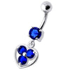 Elegant Jeweled Silver Heart Belly Ring - Surgical Steel & Sterling Silver