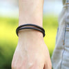 Trendy Men's Black Double Leather Bracelet - Perfect Gift for Any Occasion!