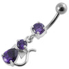 Trendy Jeweled Silver Banana Bar Belly Ring - Dazzle Your Midriff!