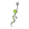 Trendy Jeweled Snake Belly Ring - Stylish 14g Surgical Steel Body Jewelry