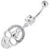 Enchanted Jeweled Skull Belly Ring: 925 Silver & Sparkling Zirconia