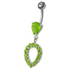 Trendy Green CZ Silver Belly Ring - Dazzling 14g Navel Gem Jewelry