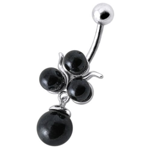 Trendy Fancy Pearl Belly Ring - Sterling Silver Charm, 14g Surgical Steel