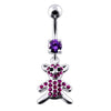 Trendy Jeweled Teddy Bear Belly Ring - Stylish 316L Steel & Sterling Silver Charm