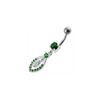 Trendy Jeweled Silver Dangling Belly Ring - 14g Surgical Steel Charm