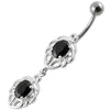 Trendy Jeweled Belly Ring - Elegant 316L Surgical Steel & Sterling Silver Charm