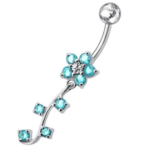 Elegant Silver Flower Belly Ring - Sterling Chic & Trendy Body Jewelry