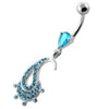 Trendy Multi Jeweled Fish Navel Belly Ring - Surgical Steel & Sterling Silver