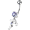 Stunning Sterling Silver Single Stone Dangling Belly Ring - 14g Elegance