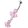 Radiant Jeweled Belly Ring - 316L Surgical Steel & Sterling Silver Charm