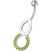 Elegant Pear Jeweled Round Dangling Belly Ring - Sparkle with Style!