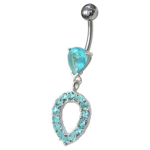 Trendy Green CZ Silver Belly Ring - Dazzling 14g Navel Gem Jewelry