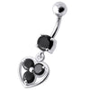 Elegant Jeweled Silver Heart Belly Ring - Surgical Steel & Sterling Silver