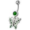 Elegant Jeweled Butterfly Belly Ring - 316L Steel & Sterling Silver Charm