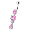 Trendy Curved Belly Ring: Fancy Studded Dangling Body Jewelry for Shoppers!