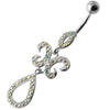 Trendy Jeweled Belly Ring - 316L Steel & Sterling Silver Elegance