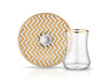 Chic Mat Gold Dervish Zigzag Tea Glass & Saucer Set - Trendy Elegance!