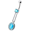 Elegant Sterling Silver Belly Ring - Royal Design & Surgical Steel Gem!