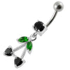 Stunning Double Heart Dangle Belly Ring - Jeweled Surgical Steel Body Jewelry