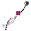 Trendy Jeweled CROSS Belly Ring - Stunning Sterling Silver & Surgical Steel!