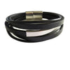 Stylish Men's Multi-Strand Black Leather Bracelet - Perfect Gift Accessory!