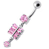 Trendy Sterling Silver Banana Belly Ring - Dazzling 316L Steel Charms!