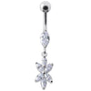 Trendy Sterling Silver Flower Belly Ring - Elegant Body Jewelry!