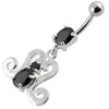 Trendy SS Curved Belly Ring with Glamorous Sterling Silver Charm