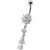 Radiant Jeweled Flower Belly Ring - Stylish 14g Curved Bar for Trendy Shoppers