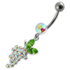 Elegant Jeweled Belly Ring – Fancy Grapes Design in Sterling Silver!