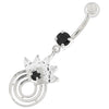 Sparkling Crown Charm Belly Ring - 316L Steel & 925 Silver Elegance