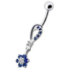 Trendy Jeweled Flower Belly Ring - Stunning Silver & Surgical Steel Design!