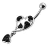 Trendy Heart & Banana Dangle Belly Ring: 316L Steel & Sterling Silver Charm