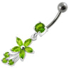 Stylish Sterling Silver Flower Belly Ring with Dazzling Stone Accents