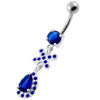 Charming 925 Silver Jeweled Tear Drop Belly Ring - Dazzle Your Style!