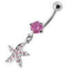 Trendy Jeweled Silver Star Belly Ring - Surgical Steel & Sterling Charm!