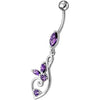 Sparkling Sterling Silver Belly Ring: Elegant Fancy Flower Design