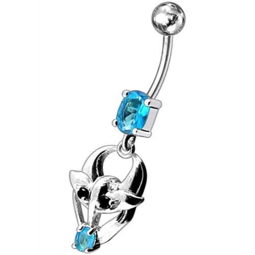 Trendy Jeweled Gothic Skull Belly Ring - Stylish 14g Silver Dangle Jewelry