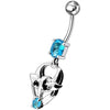 Trendy Jeweled Gothic Skull Belly Ring - Stylish 14g Silver Dangle Jewelry