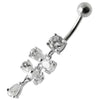 Chic Silver Jeweled Belly Ring - Dazzling Dangling Design for Trendy Shoppers!