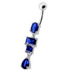 Trendy Curved Belly Ring: Fancy Studded Dangling Body Jewelry for Shoppers!