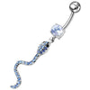 Trendy Jeweled Snake Belly Ring - Stunning Sterling Silver Charm!