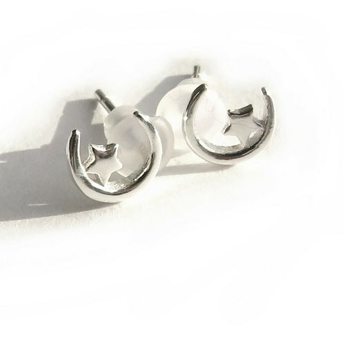 Sterling Silver Moon & Star Earrings