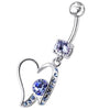 Trendy Jeweled Heart Belly Ring - Stunning 316L Steel & Sterling Silver Charm