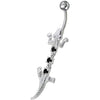 Trendy Jeweled Lizard Belly Ring - Stylish 14g Sterling Silver Charm