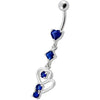 Elegant Jeweled Heart Belly Ring - 14g Surgical Steel & Sterling Silver Charm