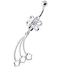 Elegant Jeweled Flower Belly Ring - 925 Silver & Cubic Zirconia Sparkle!