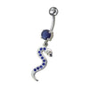 Trendy Jeweled Snake Belly Ring - Stylish 14g Surgical Steel Body Jewelry